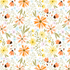 Orange Swirly Floral Pattern
