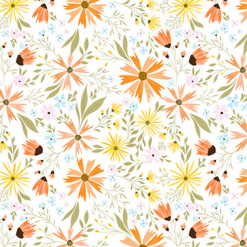 Orange Swirly Floral Pattern © Nimra