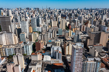 Sao Paulo, Brazil. Aerial view of downtown district seen from the top.