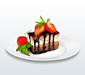 piece of delicious homemade berry cake