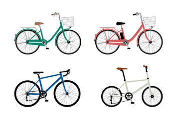 シンプルな自転車のイラストセット