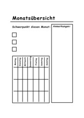 Monthly overview in german, blank template. Vector digital planner illustration design new