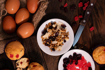 delicious homemade muffins with toasted nuts and seeds to enjoy with the family