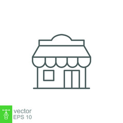 Naklejka premium Store icon. Simple outline style. Online shop concept. Thin line vector illustration isolated. EPS 10.