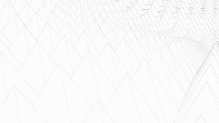 White Mathematical Geometric Abstract Four-Sided Pyramid Grid under White Lighting Background. Conceptual image of technological innovations, strategies and revolutions . 3D illustration. 3D CG.