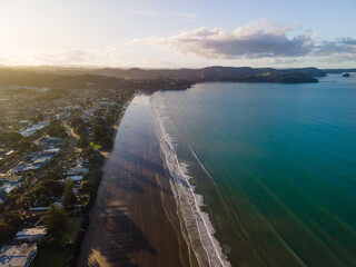 Sunset along Orewa beach on New Zealand's Hibiscus coast