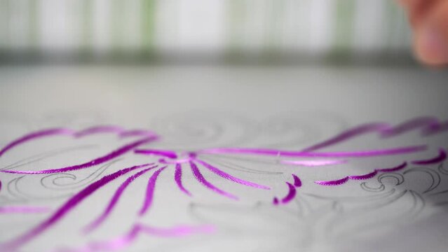 chinese female intangible culture heritage artist stitching on cloth
