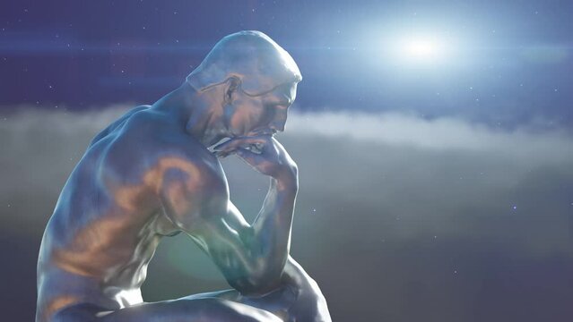 thinker man, a concept of the philosophy of learning and logic 3d render