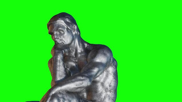 thinker man, a concept of the philosophy of learning and logic 3d render on a green background