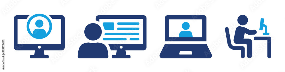 Fototapete User admin computer on computer vector icon set. Administrator system symbol