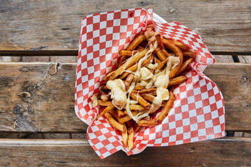 Top view of poutine