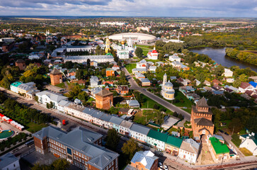 Panorama of sights of the historic center Kolomna city. Russia