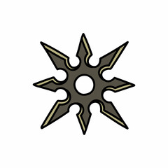 shuriken doodle icon, vector color line illustration