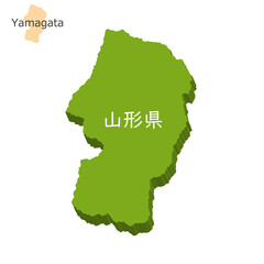 山形県のアイコン、立体的な地図