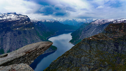 Naklejka na ściany i meble A beautiful scenic view of Trolltunga in Norway