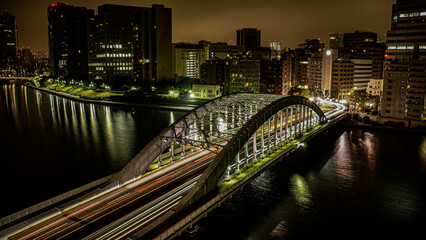 city harbour bridge at night