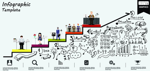 Illustration business.design modern  idea and concept think creativity. for brainstorm,Social network,success,plan,think,search,analyze,communicate, futuristic idea innovation technology.