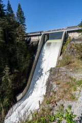 Capilano Lake Cleveland Dam. Capilano River Regional Park. North Vancouver, BC, Canada.