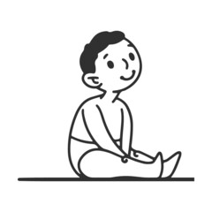 Toddler baby in diaper. Man in different ages. Male character in ages of infant, child, teenager, adult, old person with cane. Vector illustration