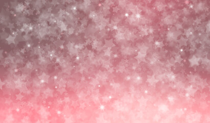 Christmas pink  glowing background. abstract glitter bokeh  backdrop with blinking stars. 