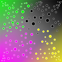 Green, purple, yellow and black color vector gradient with colored bubbles