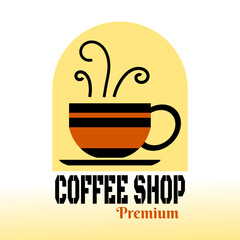 Retro Coffee shop badge logo design. Perfect for modern coffee shop joints. Vintage Style. Vector Illustration