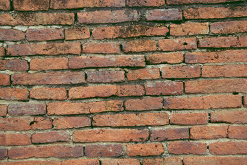 Old red brick wall  background.