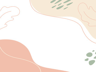 Minimalist abstract pattern background with florals and elements. Modern liquid splashes of wavy shapes in trendy floral style.