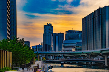 大阪 中之島地区の夕景