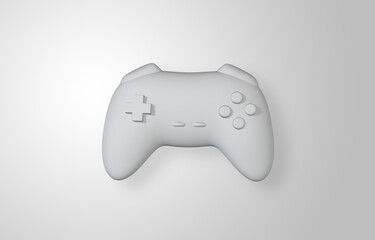 3d white gamepad on white background, 3D rendering image.