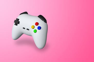 3d white gamepad on pink background, 3D rendering image. © Nitiphol
