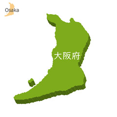 大阪府のアイコン、立体的な地図