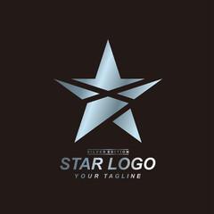 Obraz premium Star logo design in silver edition with elegant concept. 