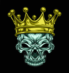 skull illustrations isolated on black background for poster, t-shirt print, business element, social media content, blog, sticker, vlog, and card. vector illustration.