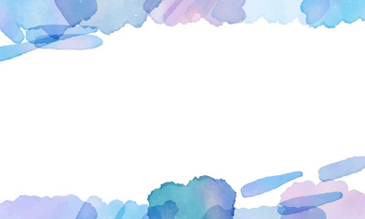 水彩画。水彩タッチの手描き落書き背景。透明水彩の夏フレーム。手描きブラシ風爽やか背景。Watercolor painting. Hand painted graffiti background with watercolor touch. Transparent watercolor summer frame. Fresh background with hand-painted brush st