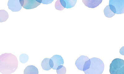 水彩画。水彩タッチの手描き水玉背景。透明水彩の夏フレーム。手描きブラシ風爽やか背景。Watercolor painting. Hand painted polka dot background with watercolor touch. Transparent watercolor summer frame. Fresh background with hand-painted brush st