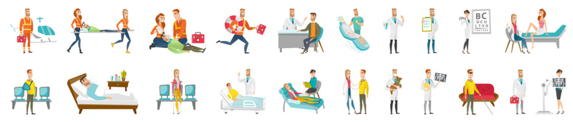 Hospital healthcare and paramedics.