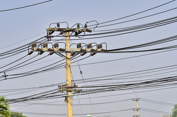 Electric poles and wires