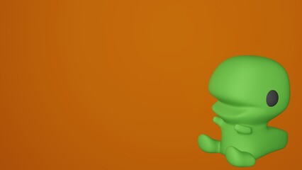 3d rendered illustration of cute green baby dinosaur