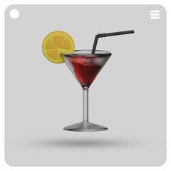 3D Illustration of a glass of wine suitable for summer events