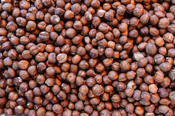 Lots of hazelnuts on a farmer's market stall