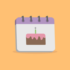 3d calendar concept with birthday cake in minimal cartoon style