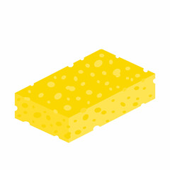 Yellow dishwashing sponge. Flat vector drawing