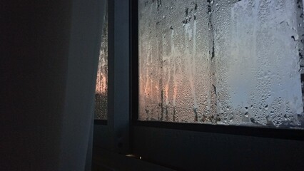 window with curtains in the morning