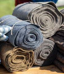 Woolen coarse fabric in rolls
