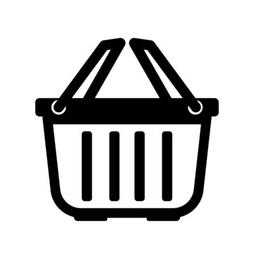 Black Outline Shopping Cart Basket Checkout Icon Vector