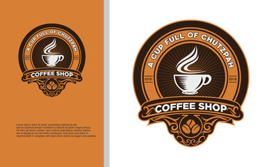logo illustration vector graphic of vintage badge glass of coffee, fit for coffee shop, etc.