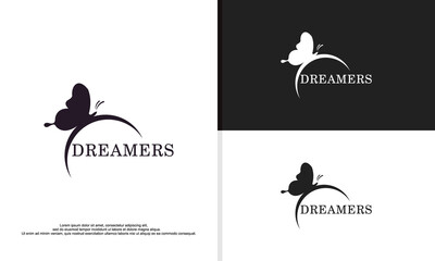Fototapeta na wymiar logo illustration vector graphic of butterfly combined with moon, fit for beauty companies, etc.