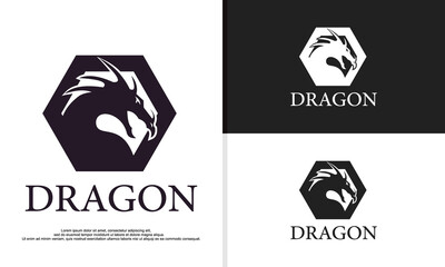 dragon combined with hexagon silhouette