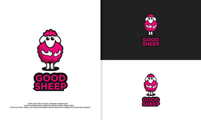 cartoon sheep logo  design illustration
